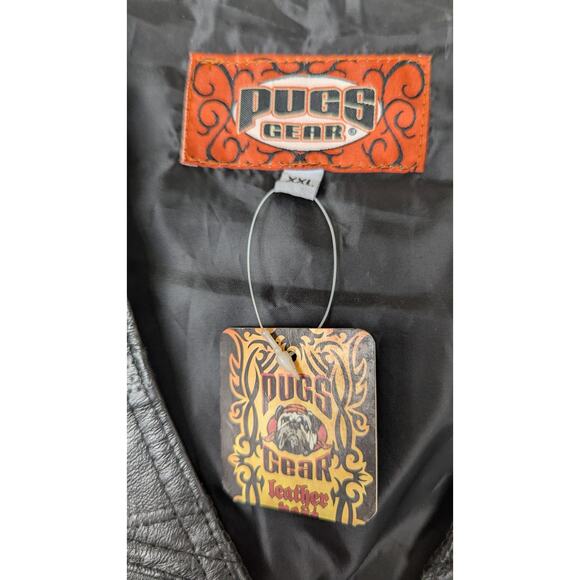 Pugs gear Mens leather vest Patchwork XXL Chest 48"Hippie boho C back 23" NWT - Picture 2 of 9